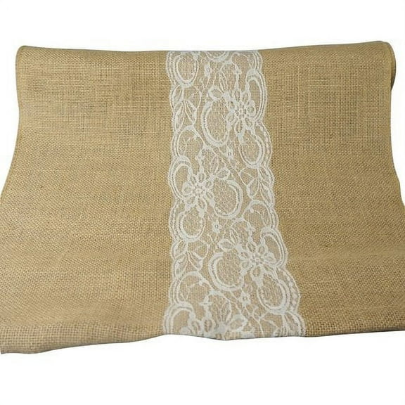 Mainstays Unwired 18" x 10' Natural Burlap Ribbon with White Lace in Middle, 1 Each