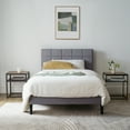 thumbnail image 1 of Mainstays Gray Upholstered Square Tufted Platform Bed, No Box Spring Needed, Twin, 1 of 10