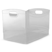 Mainstays Clear Plastic Utility Storage Bin Organizer with Built-In Handles, Large Storage Container for Pantry, Closet, Cabinet and Shelf Organization, 15.3 x 10.4 x 9.8