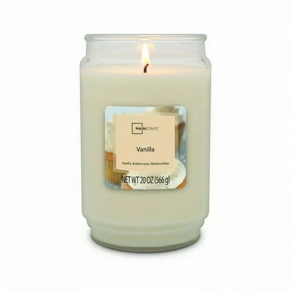 Mainstays Single-Wick Scented Glass Jar Candle, Vanilla, 20oz.