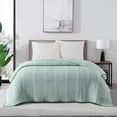thumbnail image 1 of Mainstays Essentials King Stripe Quilt, Green Coverlet, Lightweight & Reversible Bedding, 1 of 7