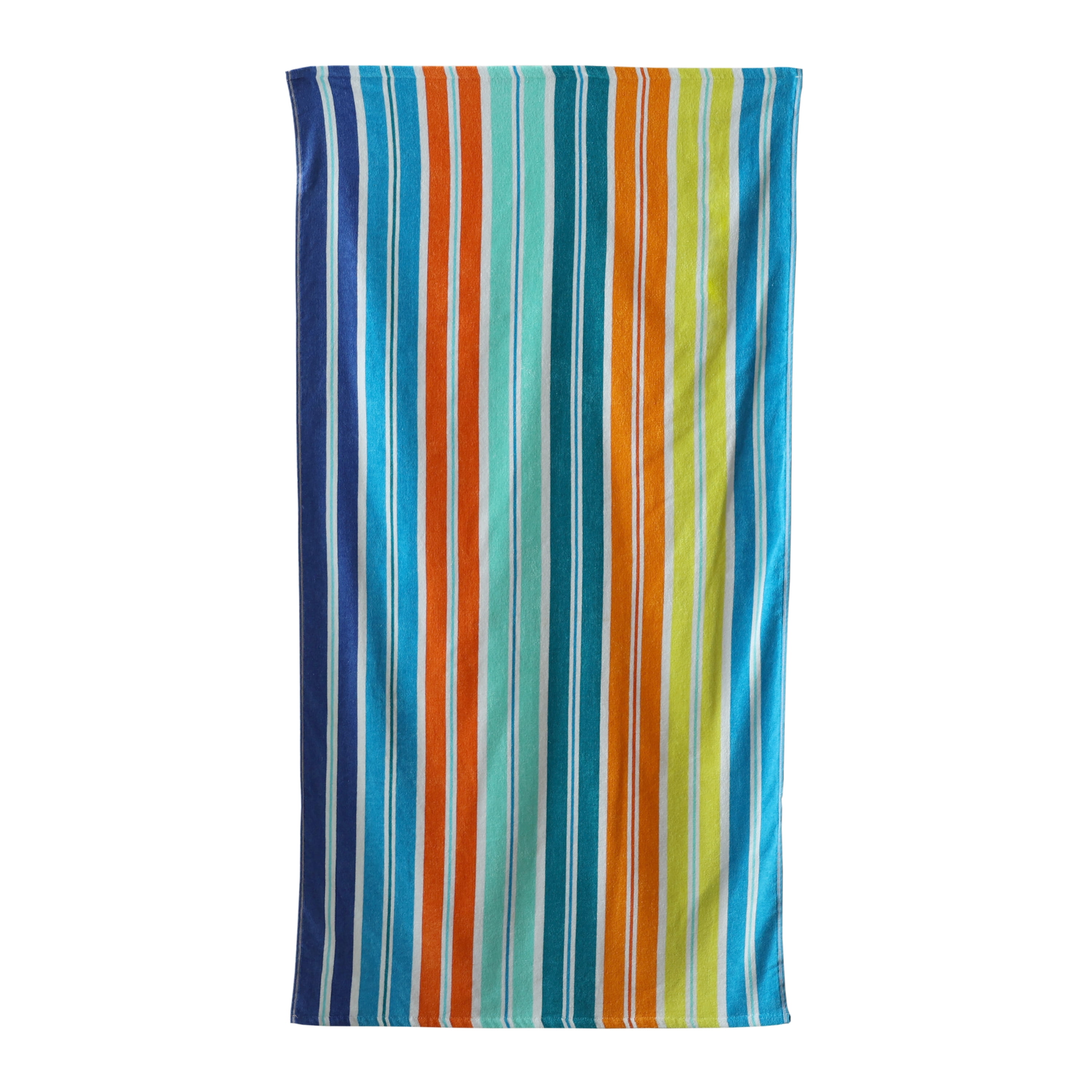 Large Velour Striped Beach Towel (Blue Oasis)