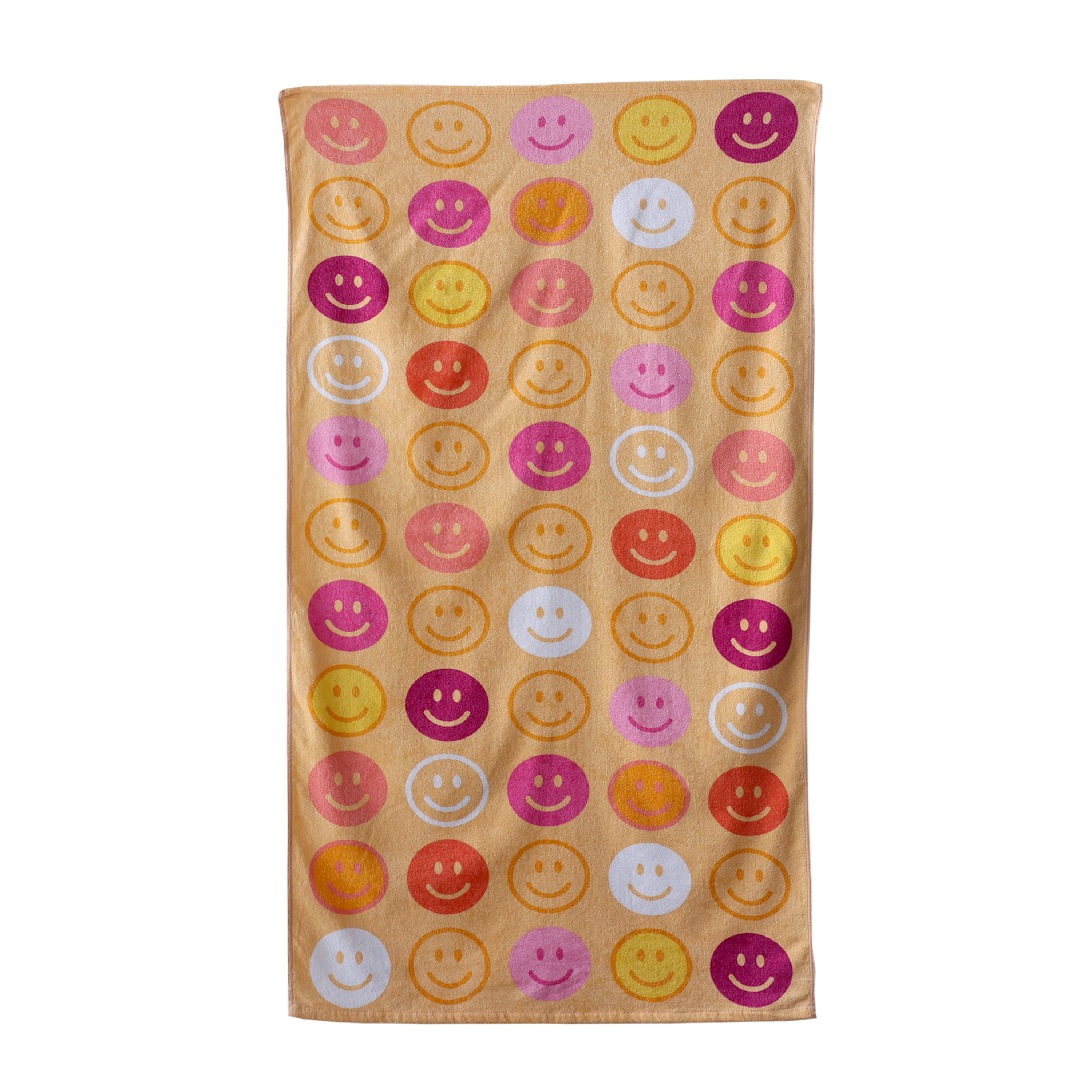 Mainstays Velour Beach Towel, Smiley, Orange, 28x60 - image 1 of 5