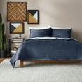 thumbnail image 1 of Mainstays Soft Velvet Stripe Quilt, Dark Blue, Full/Queen, All Ages, 1 of 14