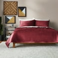 thumbnail interactive-video image 1 of Mainstays Full/Queen Quilt – Luxury Velvet, Dark Red, Stripe-Stitched, Soft & Cozy Bedding, 1 of 15
