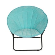 Mainstays Velvet Seashell Saucer Chair for Kids and Teens, Teal