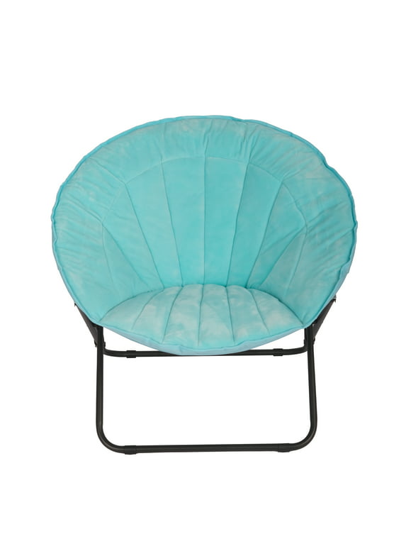 Mainstays Velvet Seashell Saucer Chair for Kids and Teens, Teal