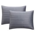 thumbnail image 1 of Mainstays Soft Velvet Stripe Quilted Pillow Sham, Soothing Grey, Standard/Queen, 2 Pack, All Ages, 1 of 7