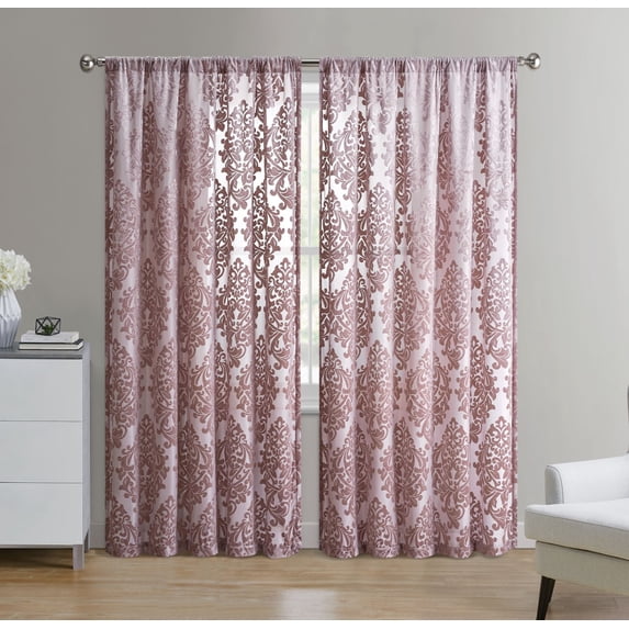 Mainstays Velvet Sheer Damask Burnout Single Curtain Panel