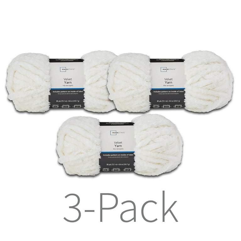 Mainstays Velvet Yarn, 80 yd, Arctic White, 100% Polyester