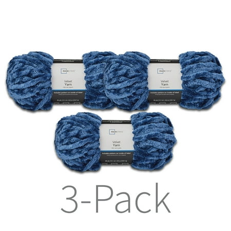 Mainstays Velvet Yarn, 80 yd, Baltic Sea, 100% Polyester, Super Bulky, Pack of 3