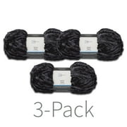 Mainstays Velvet Yarn, 80 yd, Rich Black, 100% Polyester, Super Bulky, Pack of 3