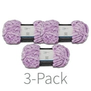 Mainstays Velvet Yarn, 80 yd, Sweet Violet, 100% Polyester, Super Bulky, Pack of 3