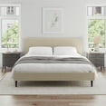thumbnail image 1 of Mainstays Vera Upholstered Velvet Platform Bed, No Box Spring Required, King, Cream, 1 of 17