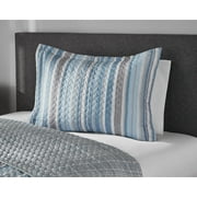 Mainstays Blue & Gray Vertical Stripe Quilt Sham, Reversible, King, 2 pack, Adult/Teen