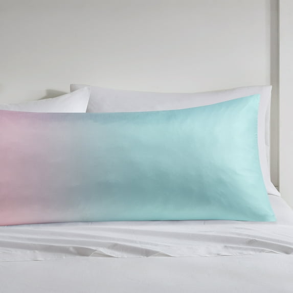 Mainstays Vintage 85 GMS Ombre Aqua and Pink Microfiber Body Pillow Cover 20"x52"