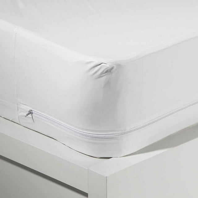 Mainstays Vinyl Waterproof Zippered White Mattress Protector, 1 Each