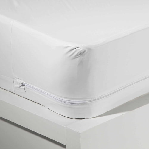Mainstays Vinyl Waterproof Zippered White Mattress Protector, 1 Each