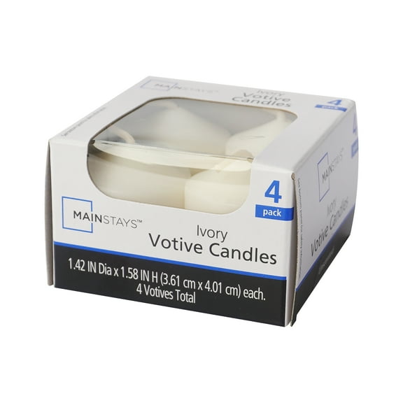Mainstays Votive Candles, Unscented, Ivory, 4 Pack
