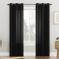 thumbnail image 1 of Mainstays Waffle Texture Semi-Sheer Curtain Panel Pair, Set of 2, Black, 38"W x 84"L, 1 of 6