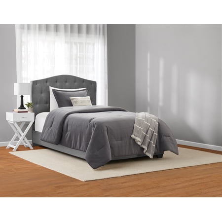 Mainstays Waffle Check 4-Piece Grey Comforter Set, Twin/Twin XL