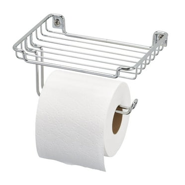 Mainstays Wall Mount Toilet Paper Dispenser with Shelf, 7.2" x 5.23" x 3.77", Chrome