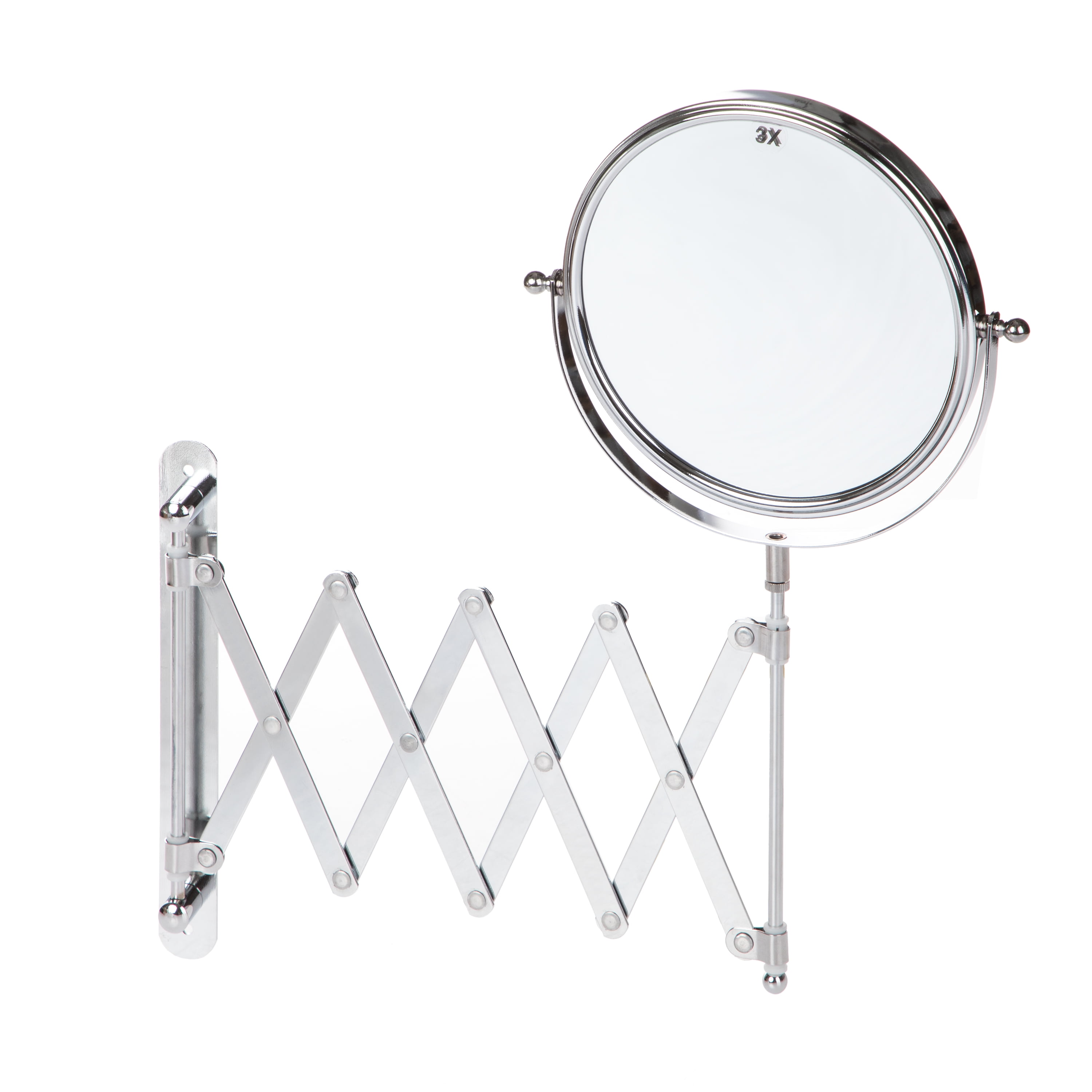 Mainstays Wall Mount Traditional Round 1X/3X Vanity Makeup Mirror Has Frame, Chrome Finish