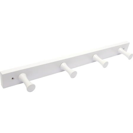 Mainstays Wall Mounted 18 in. Pure White Wood Hook Rail, 4 Hooks