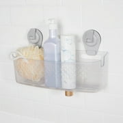 Mainstays Clear Wall-Mounted Extra-Large Suction Bath Basket, Easy to Install, No Tools