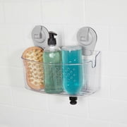 Mainstays Wall-Mounted Suction Bath Basket, Easy to Install, No Tools Needed, Clear