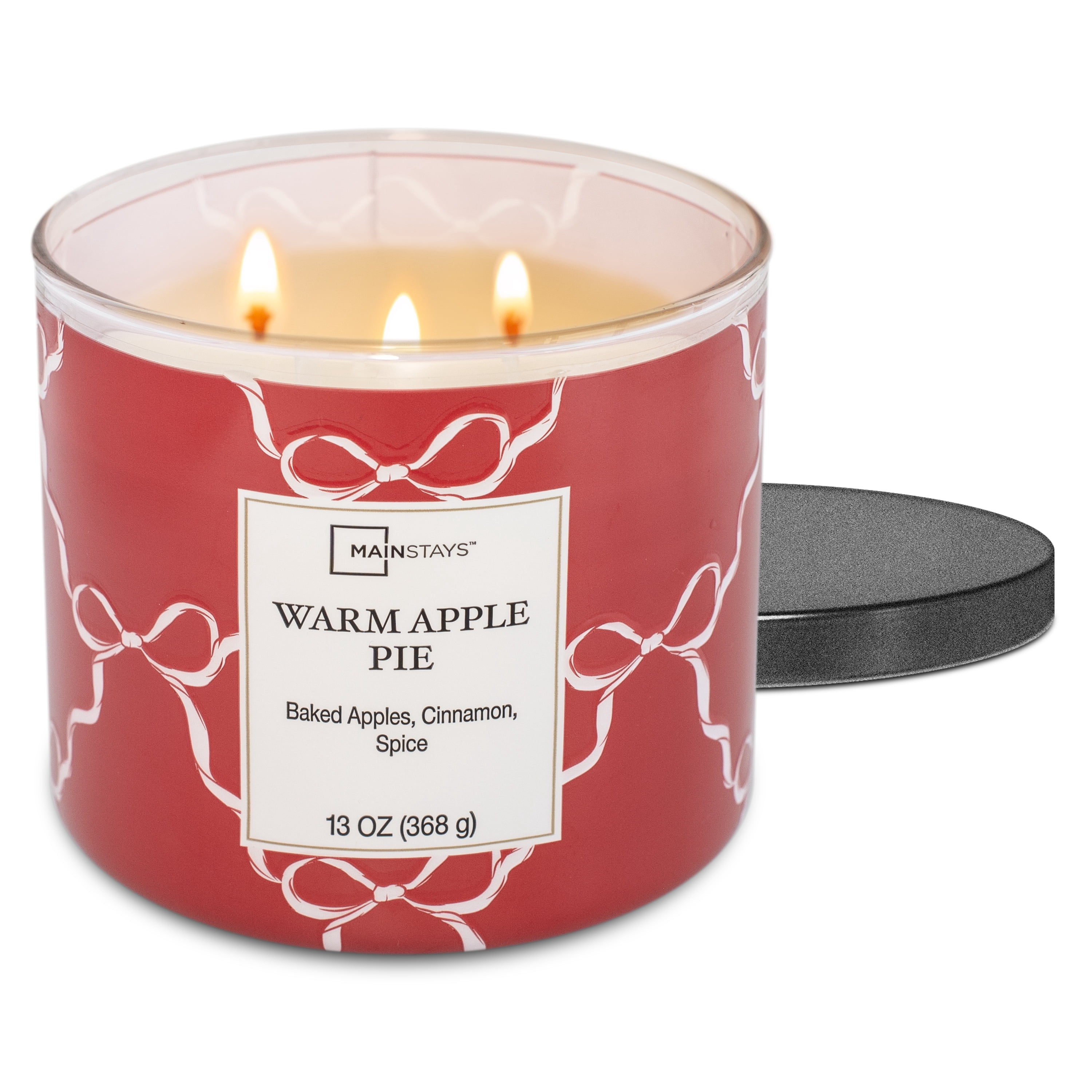 Mainstays Warm Apple Pie 3-Wick Wrap Candle, 13 oz