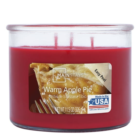 Mainstays Warm Apple Pie Scented 3-Wick Glass Jar Candle 11.5 oz