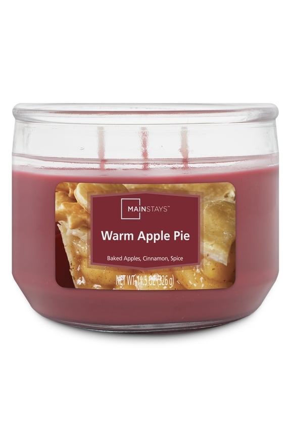 Warm Apple Pie Scented 3-Wick Glass Jar Candle, 11.5 oz