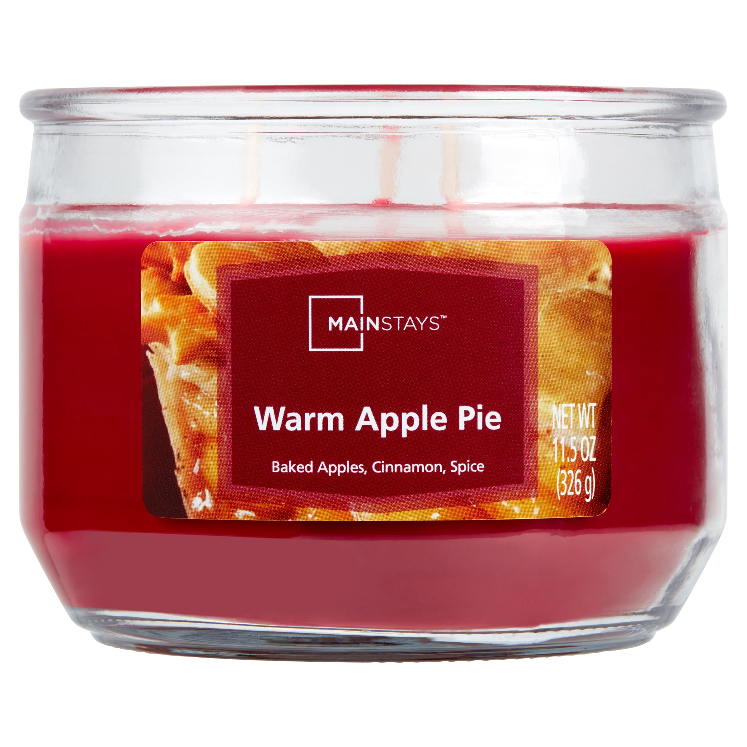 Mainstays 11.5 Ounce Warm Apple Pie 3-Wick Glass Jar Candle