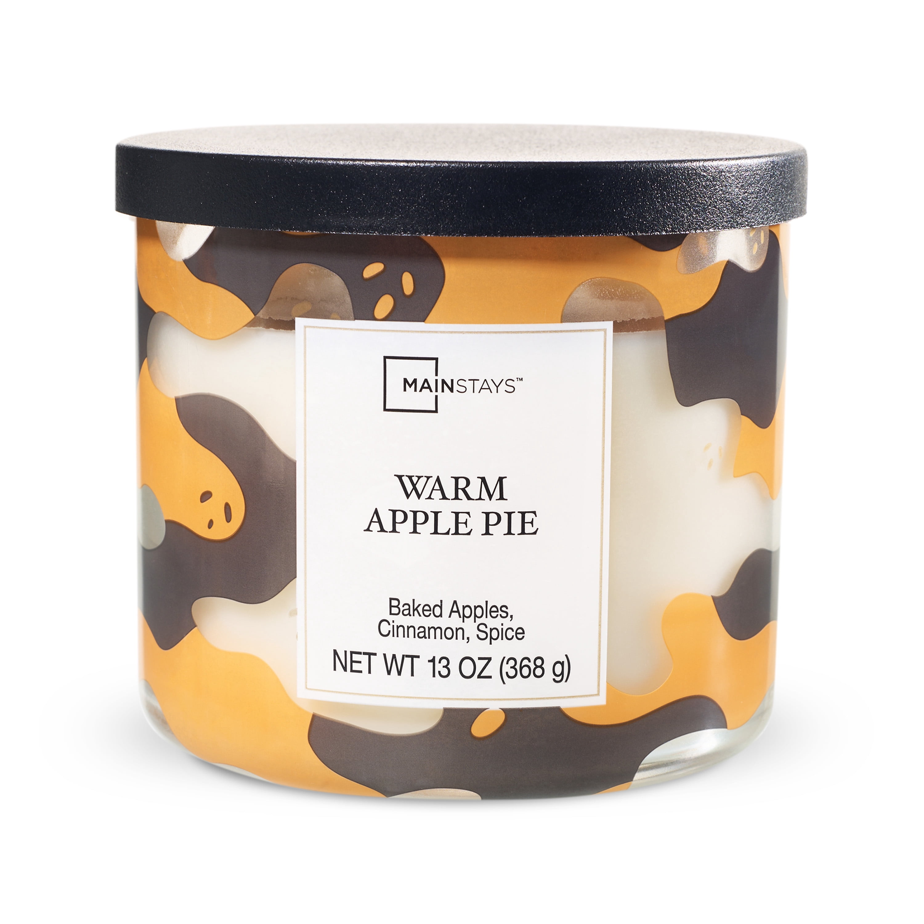 Mainstays 3-Wick Warm Apple Pie Scented Candle with Halloween Wrap, 13 oz