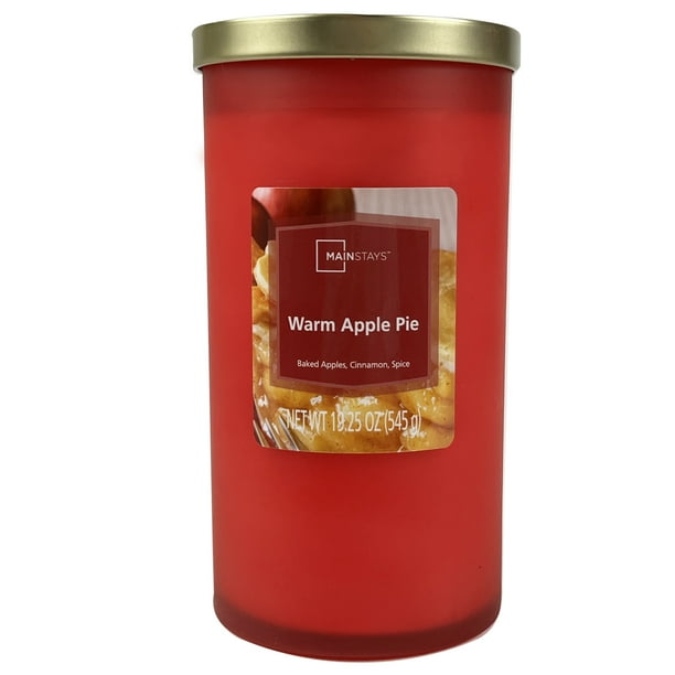 Mainstays Warm Apple Pie Scented Frosted Glass SingleWick Candle, 19