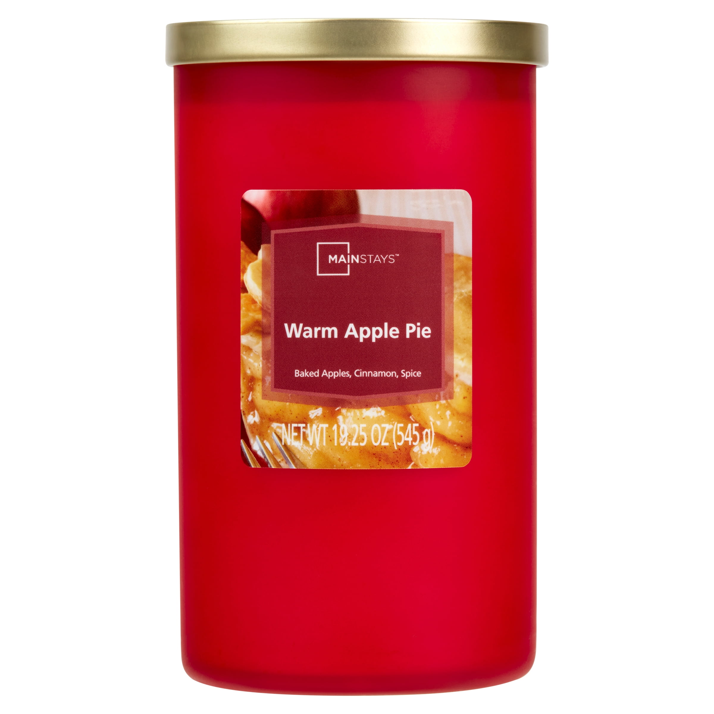 Mainstays Warm Apple Pie Scented Frosted Glass SingleWick Candle, 19