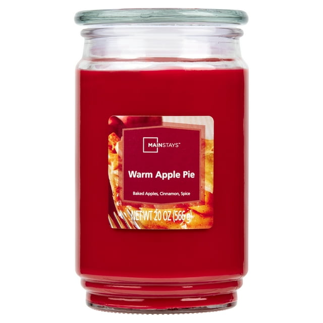 Mainstays Warm Apple Pie Scented Single-Wick Large Glass Jar Candle, 20 oz