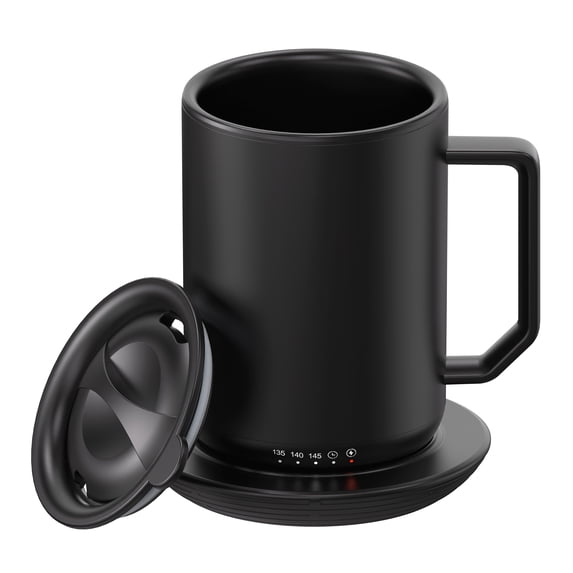 Mainstays 12 oz Warming Coffee Mug, Stainless Steel Mug with Warmer Coaster and Lid