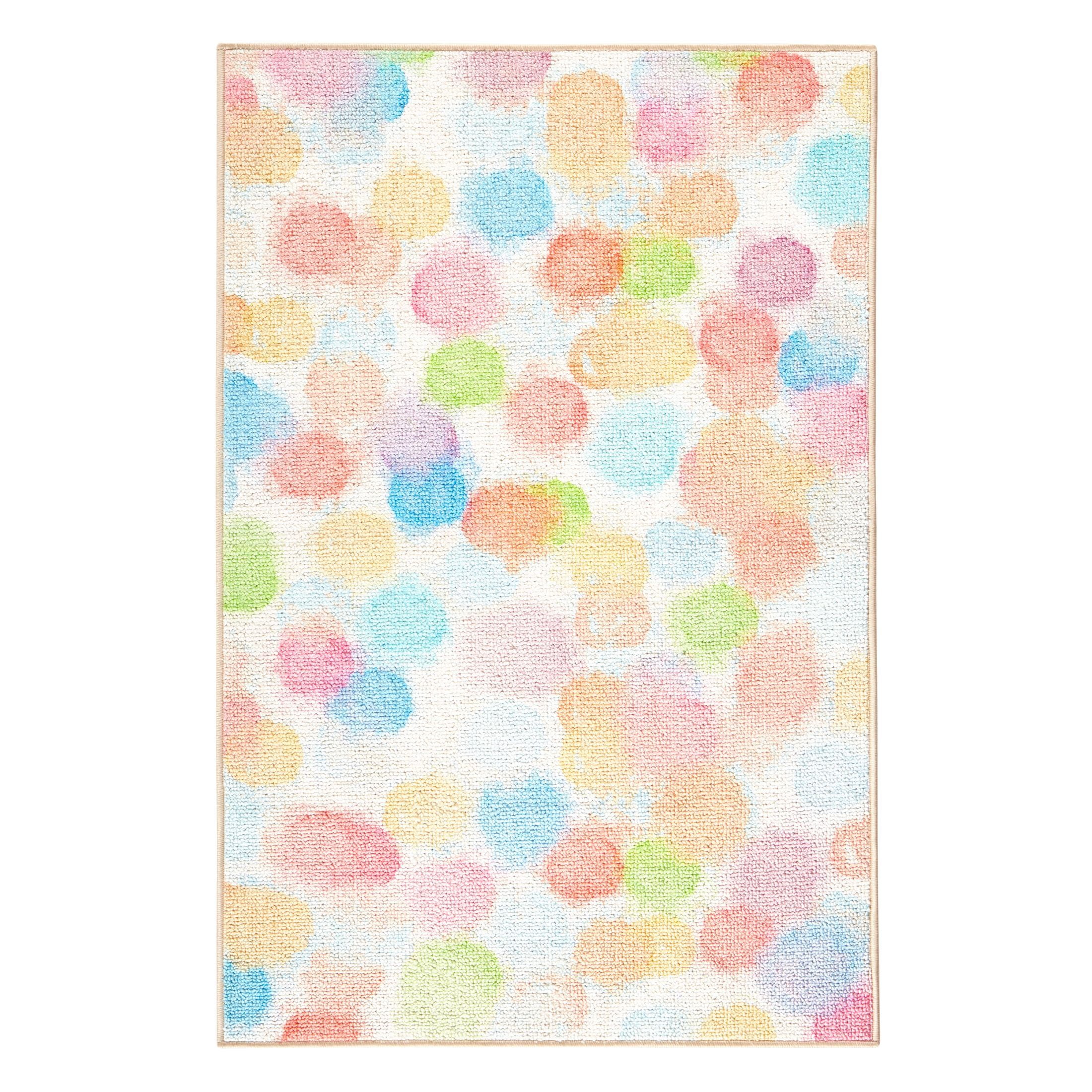 Multicolor Simple Rug Polyster Polka Dot Print Carpet Pet Friendly