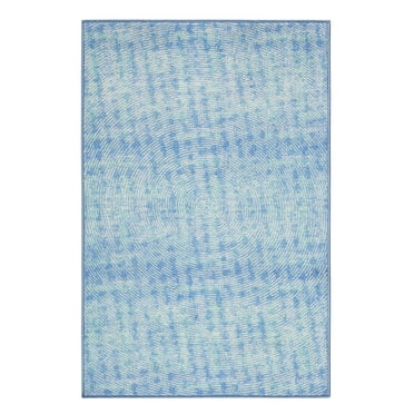 Mainstays Washable Indoor Area Rug, Abstract Blue, 35.43"x55.12"