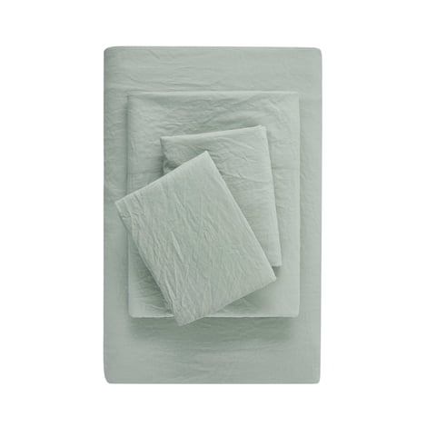 Mainstays Washed Ultra Soft Microfiber Bed Sheet Set, Full, Soft Sea, 4 Piece
