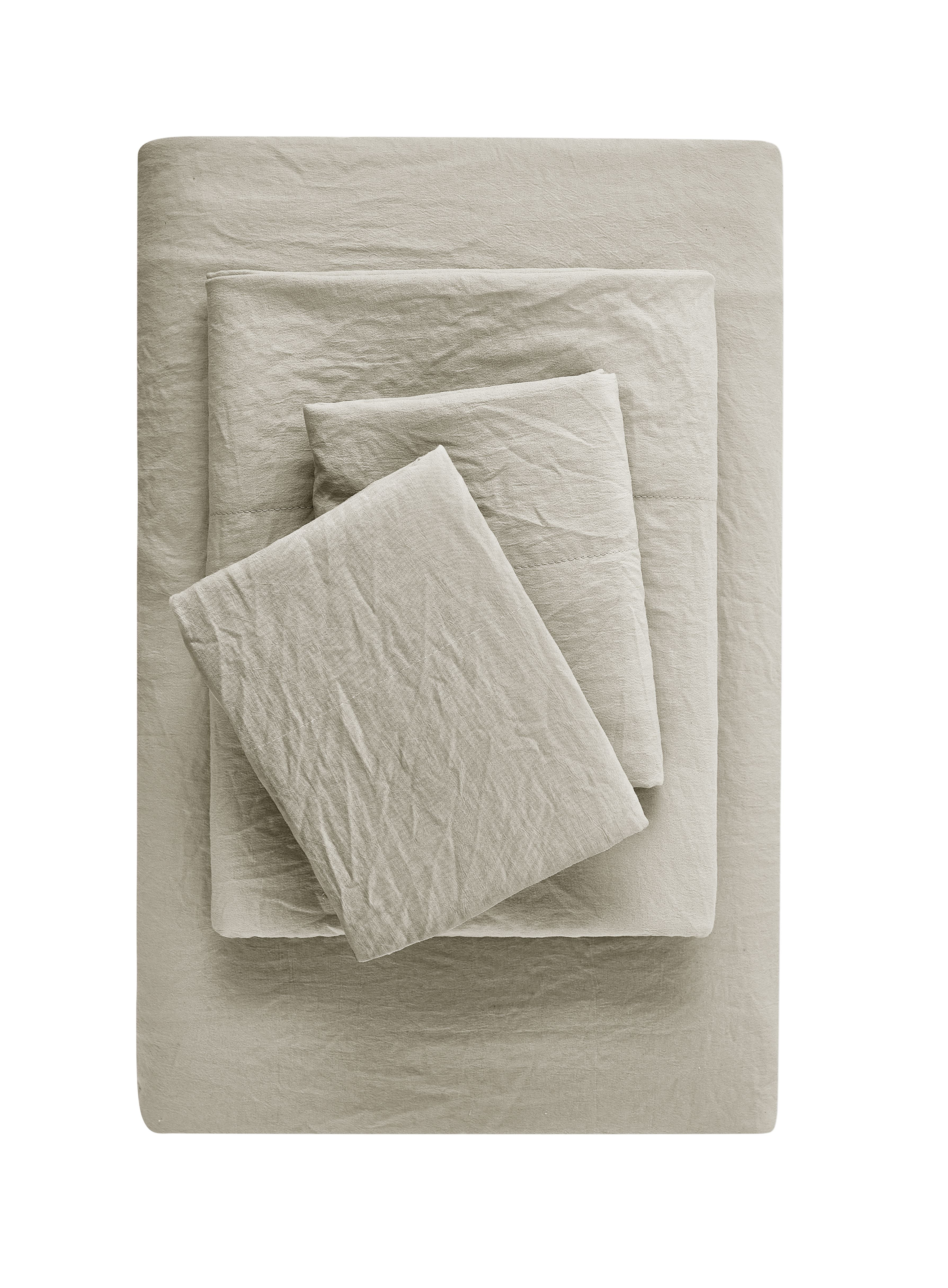 Mainstays Washed Ultra Soft Microfiber Bed Sheet Set, King, Papyrus Beige, 4 Piece