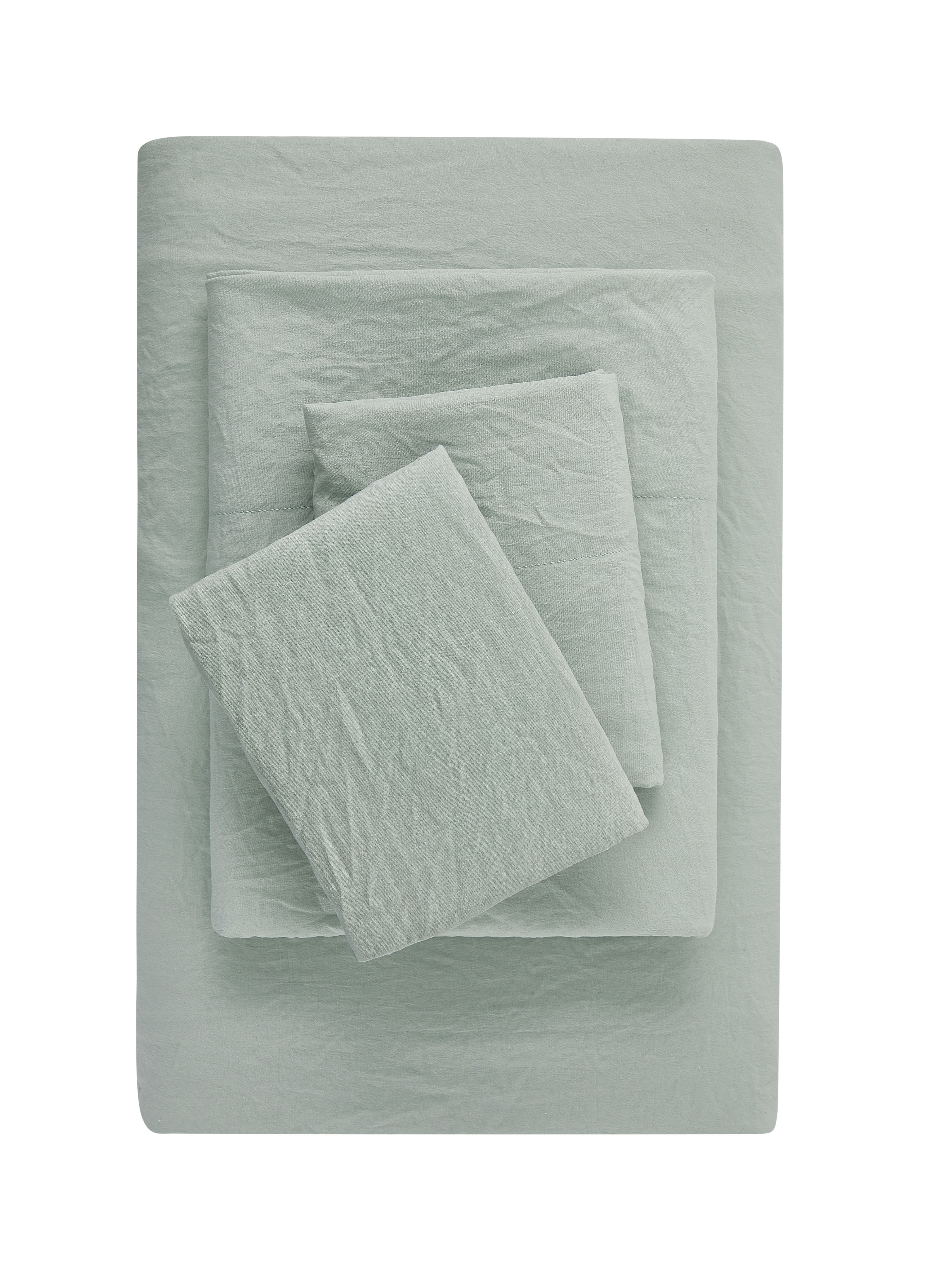 Mainstays Washed Ultra Soft Microfiber Bed Sheet Set, King, Soft Sea, 4 Piece