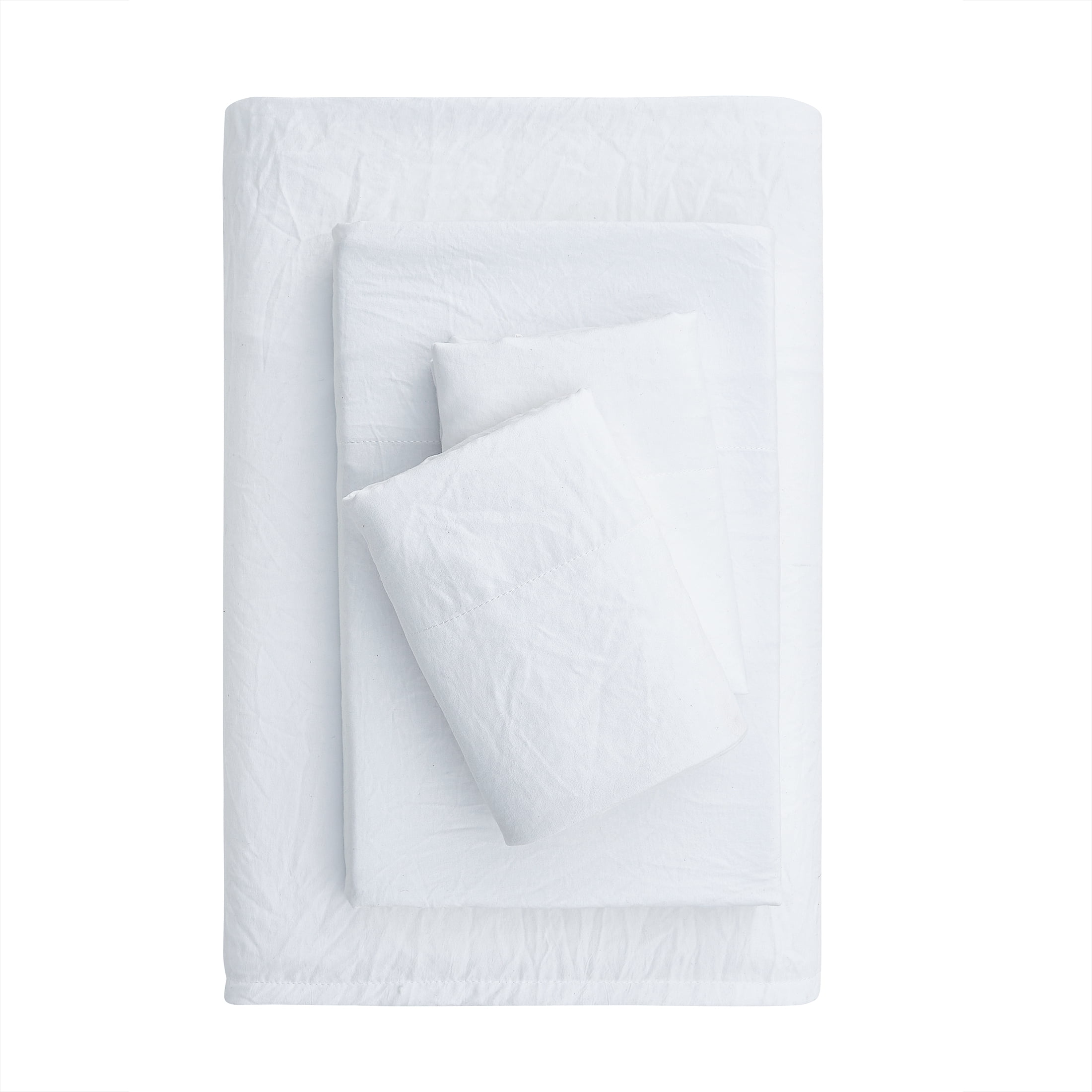 Mainstays Washed Ultra Soft Microfiber Bed Sheet Set, Queen, Arctic White, 4 Piece