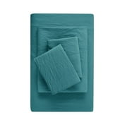 Mainstays Washed Ultra Soft Microfiber Bed Sheet Set, Queen, Cool Water, 4 Piece