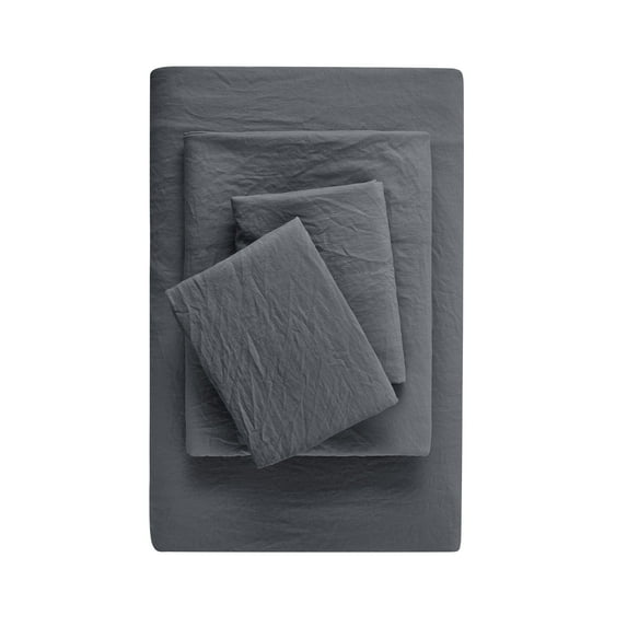Mainstays Washed Ultra Soft Microfiber Bed Sheet Set, Queen, Soothing Grey, 4 Piece