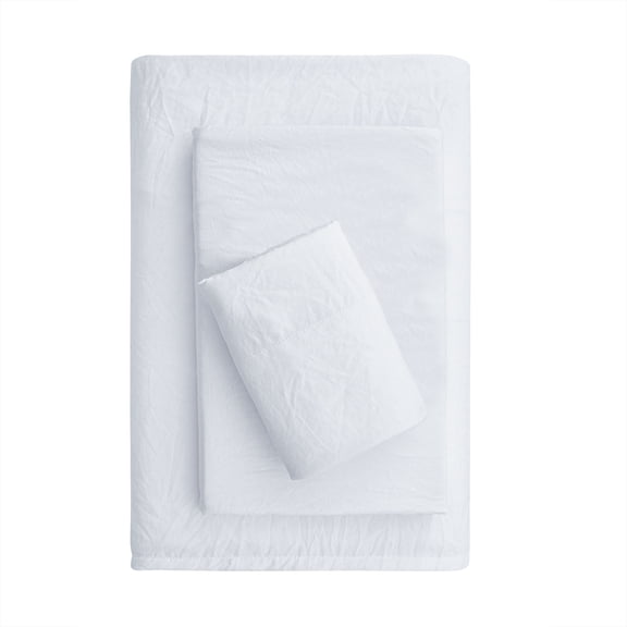Mainstays Washed Ultra Soft Microfiber Bed Sheet Set, Twin-XL, Arctic White, 3 Piece