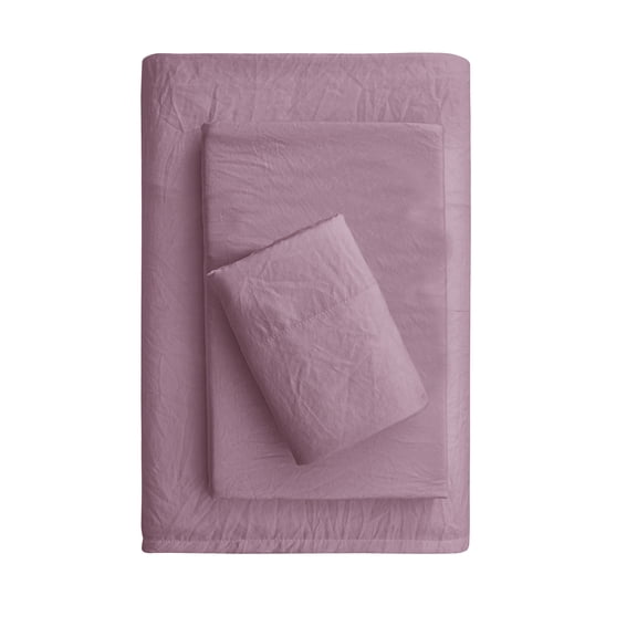 Mainstays Washed Ultra Soft Microfiber Bed Sheet Set, Twin-XL, Lilac Bloom, 3 Piece