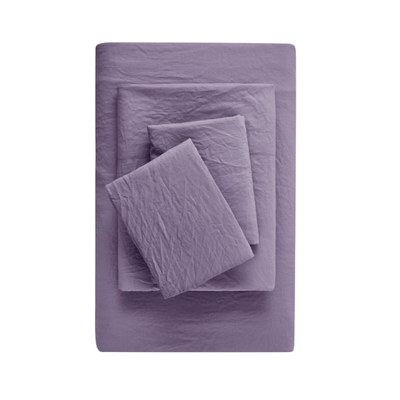 Mainstays Washed Ultra Soft Microfiber Bed Sheet Set, Twin-XL, Lilac Bloom, 3 Piece